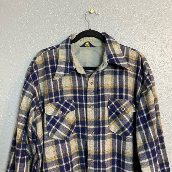 VINTAGE MENS GRODINS MENS FANNEL BUTTON DOWN SHIRT - Picture 4 of 7